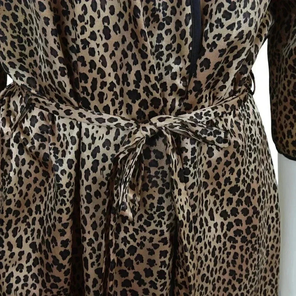 Vintage Natori Private Luxury Leopard Animal Print Robe Kimono Brown Black Med - Picture 4 of 9